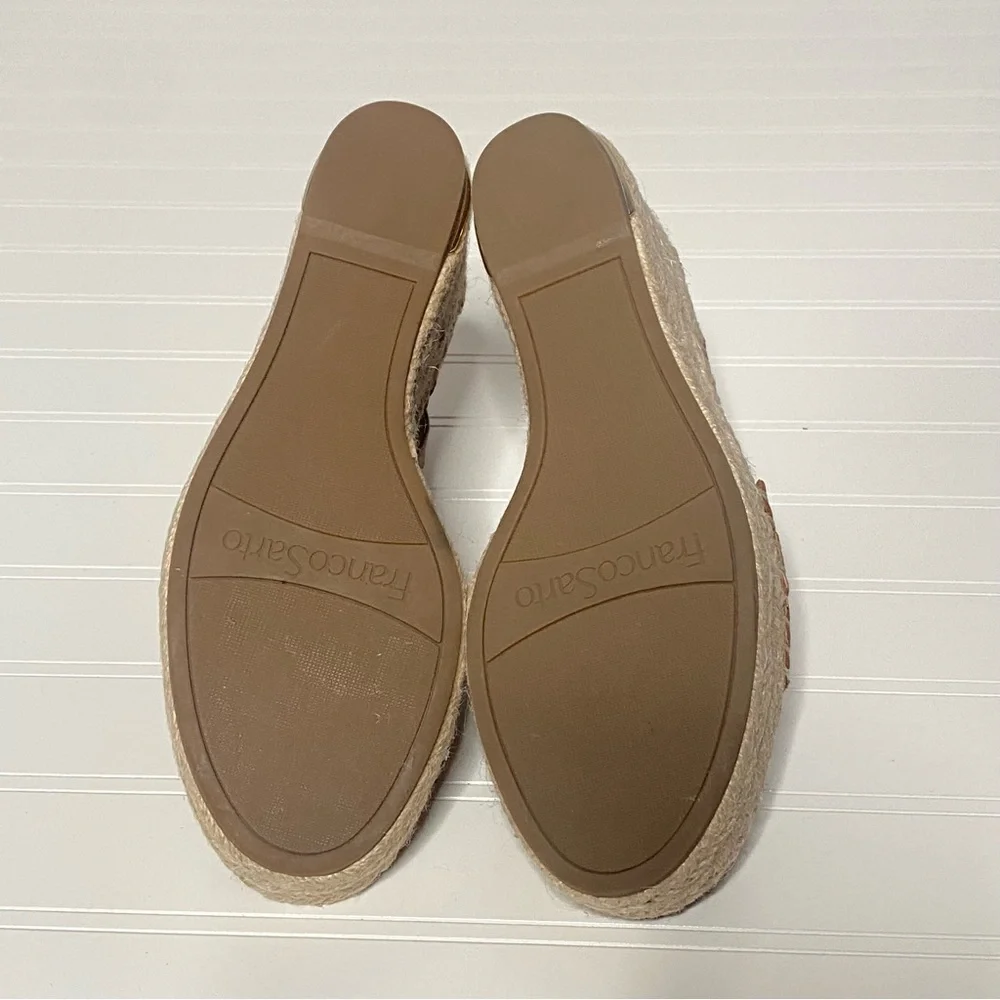Franco Sarto Callia Wedge Sandals Tan Leather Espadrille • 8M